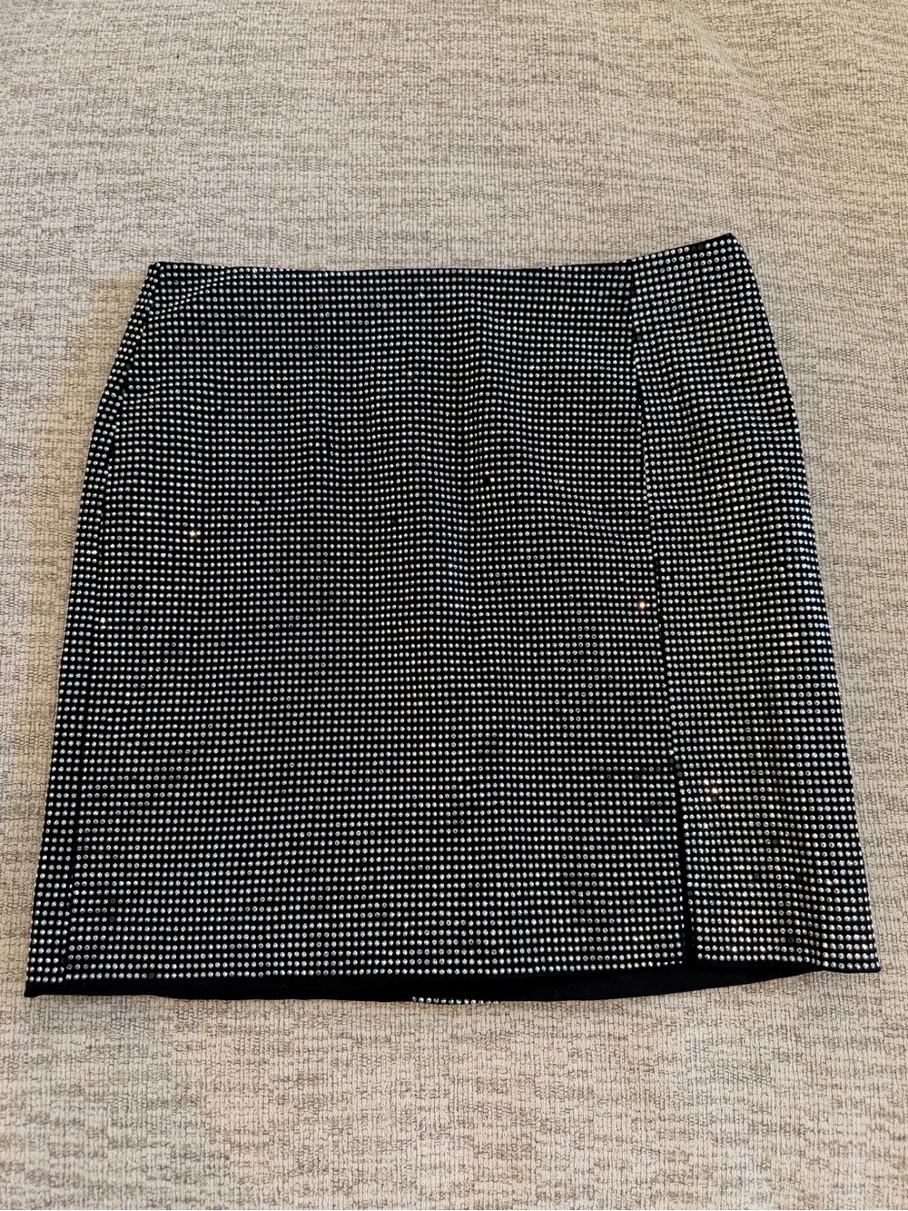Black Sequin Mini Skirt with Subtle Front Slit